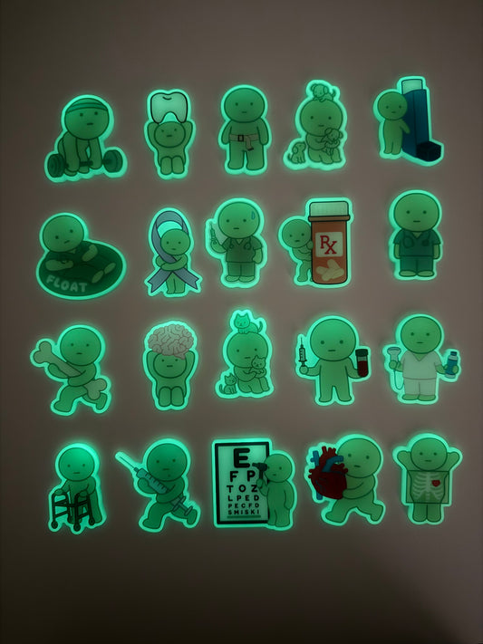 green guy glow in the dark badge reels