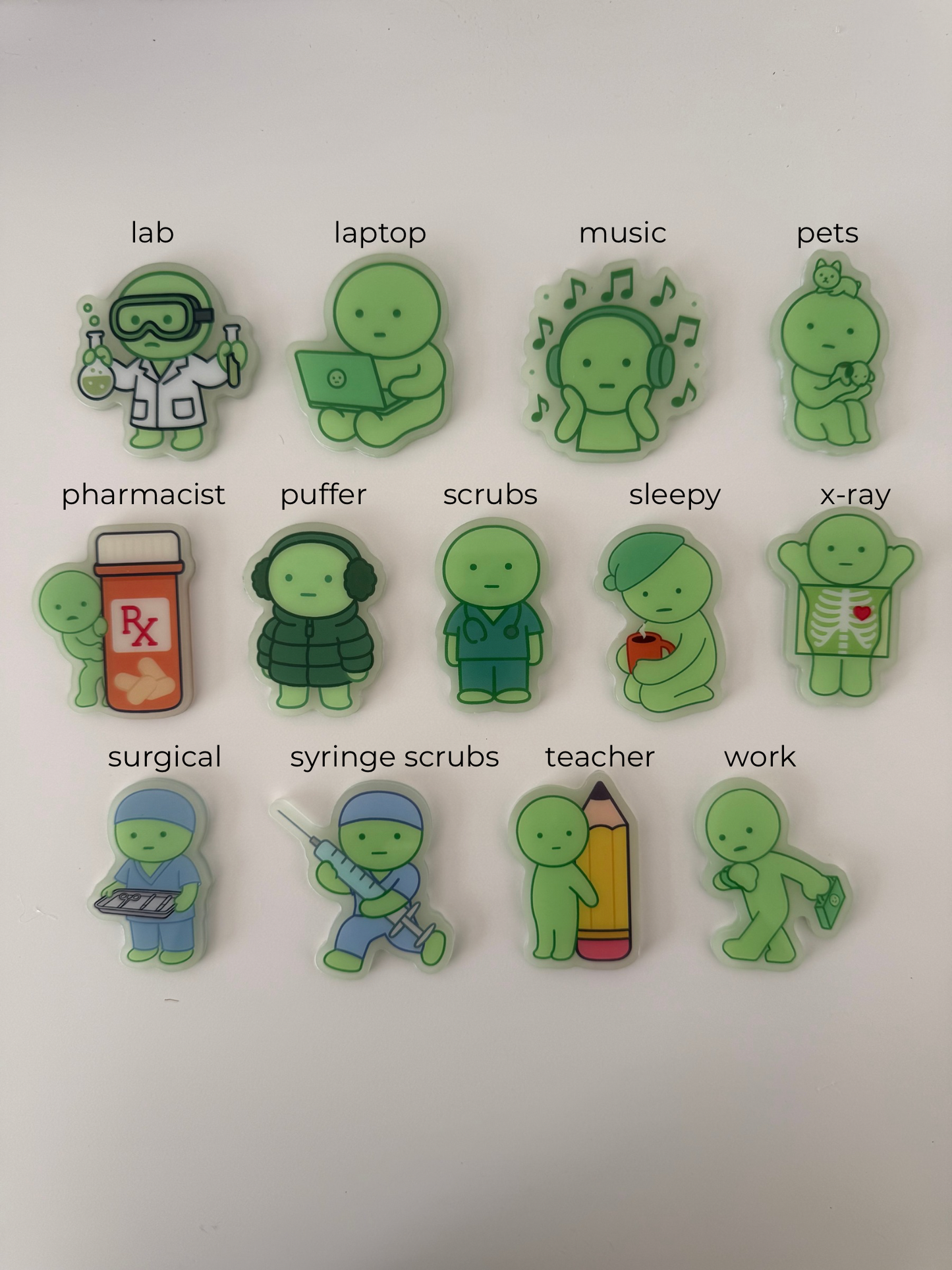 green guy glow in the dark badge reels
