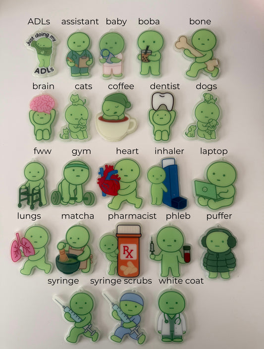 green guy glow in the dark badge reels x