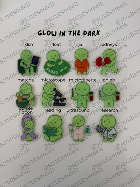 green glow in the dark badge reels