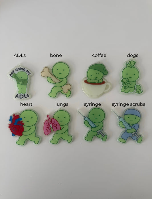 green guy glow in the dark badge reels x
