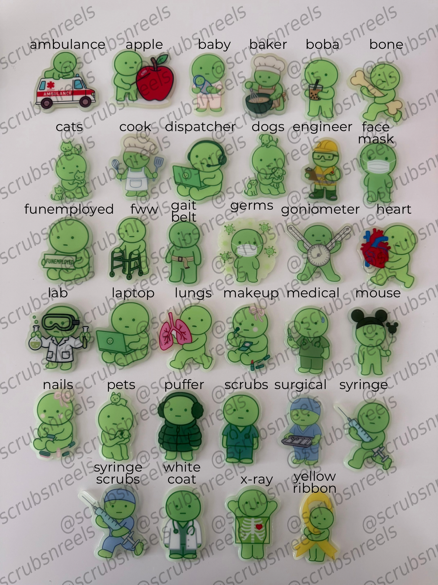green glow in the dark badge reels